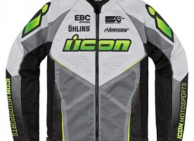 Icon Hooligan Ultrabolt Hi-Viz мотокуртка с зелеными вставками