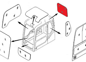 Стекло кабины правое (триплекс) 71N6-02740 Hyundai R140-R500 серия 7 и 7A
